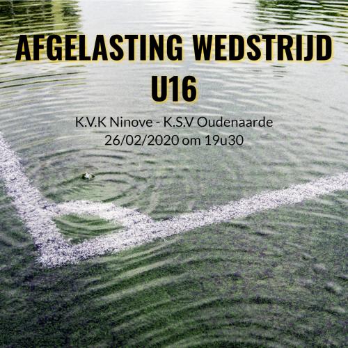 Afgelasting wedstrijd U16