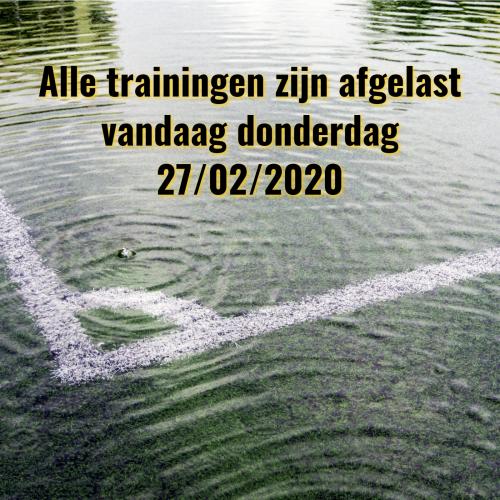 Alle trainingen afgelast vandaag 