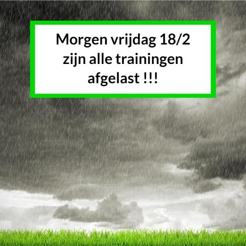 Trainingen afgelast